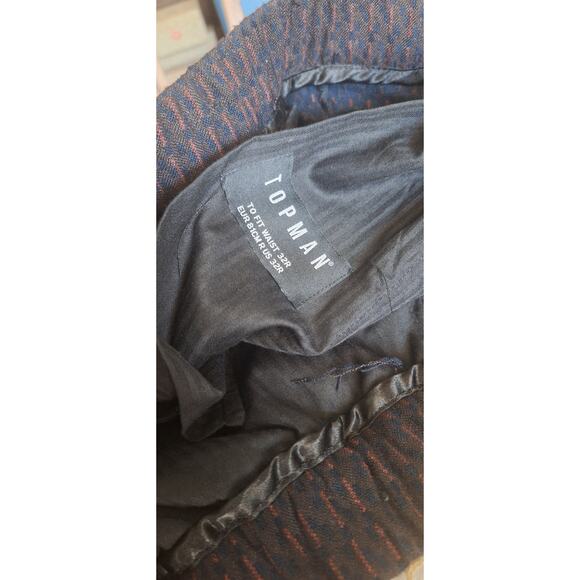 Topman men's gray/black/red jacquard dress pants/slacks 32x32- Drawstring NWOT - Picture 8 of 8